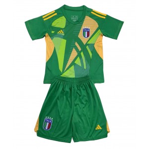 Fotbalové Dres Itálie Brankářské Dětské Venkovní Oblečení ME 2024 Krátký Rukáv (+ trenýrky)